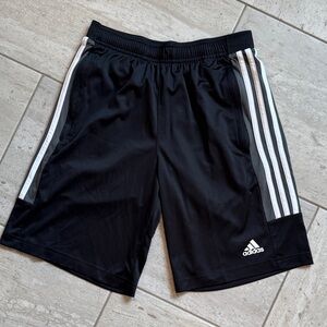 Adidas Men's Black Athletic Shorts with White / Grey Stripes